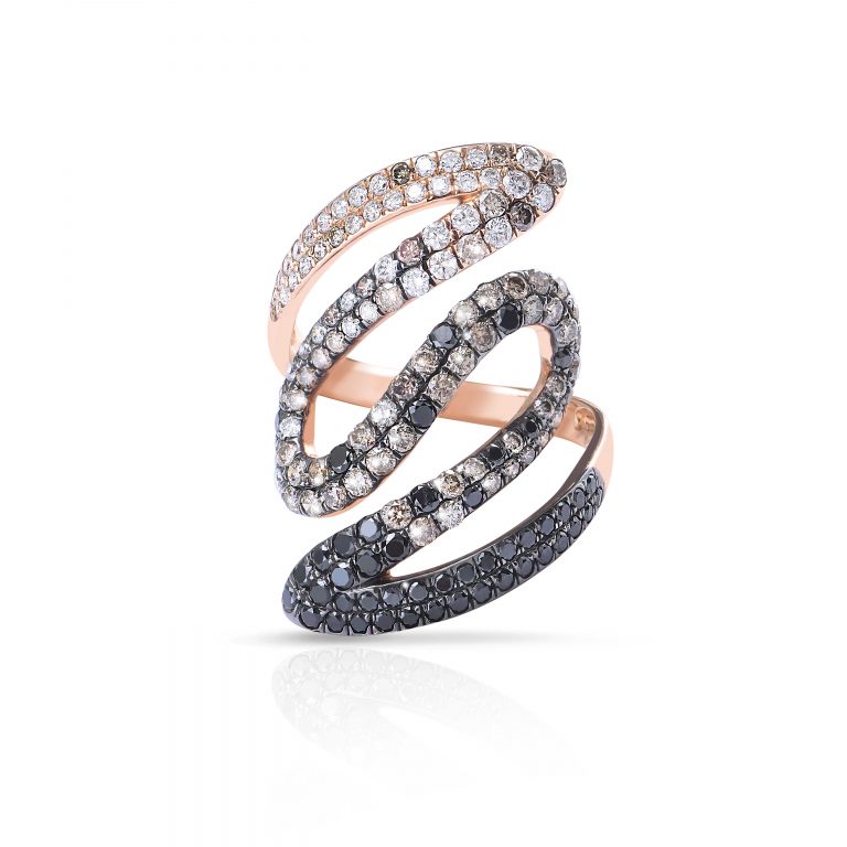 Bague rock and roll luxe diamant noir